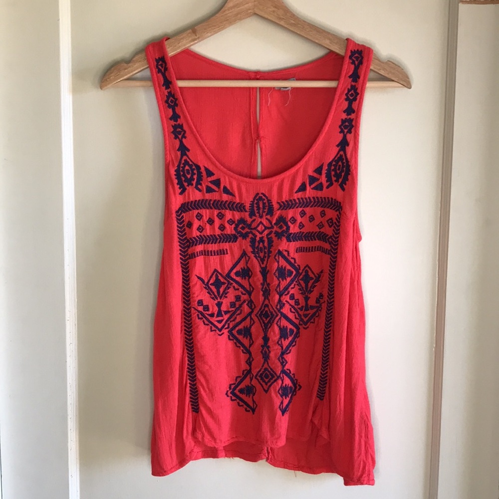 UO Ecote open back embroidered tank top